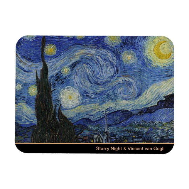 Starry Night & Van Gogh /famous vintage art Magnet (Horizontal)