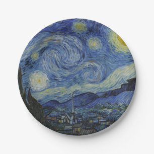 Starry Night & Van Gogh /famous vintage art Paper Plate