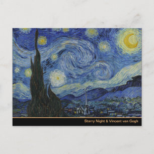 Starry Night & Van Gogh /famous vintage art Postcard