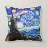 Starry Night Van Gogh Fine Art Cushion<br><div class="desc">Starry Night,  the most famous painting of Dutch Post-Impressionist master Vincent van Gogh. A lone cypress tree,  a sleeping village,  and a sky that whirls with stars. 

 Vintage landscape nature colourful artistic Post-Impressionism fine art.</div>