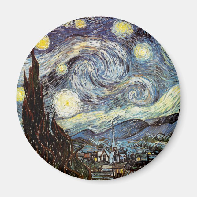 Starry Night Van Gogh Fine Art Magnet (Front)
