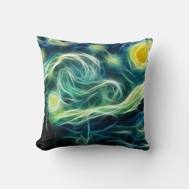 Starry Night Van Gogh Fractal art Cushion (Front)