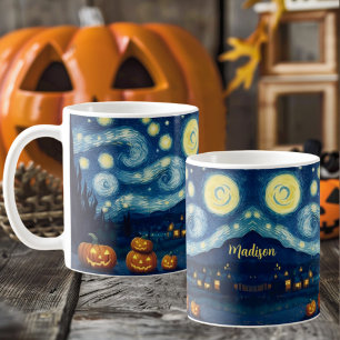 Starry Night Van Gogh Halloween Name Coffee Mug