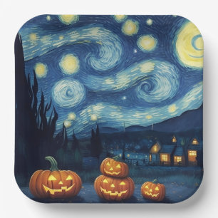 Starry Night Van Gogh Halloween Paper Plate