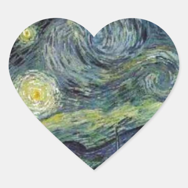 Starry Night - van Gogh Heart Sticker (Front)