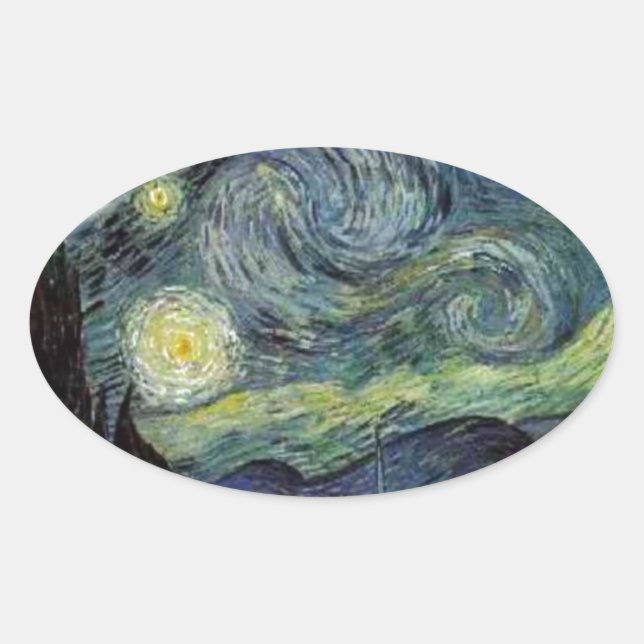 Starry Night - van Gogh Oval Sticker (Front)