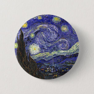 Starry Night, Vincent Van Gogh. 6 Cm Round Badge