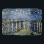 Starry Night  Vincent  van Gogh     Bath Mat<br><div class="desc">Thatched Cottages at Cordeville. Vincent Willem van Gogh. Night landscape in dark blue and yellow tones. There is a bridge across the river. In the foreground, a man and a woman are walking along the embankment. The stars are shining in the sky. Reproduction of famous works of art images in...</div>