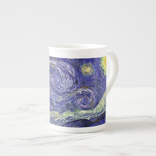 Starry Night, Vincent Van Gogh. Bone China Mug (Front Right)