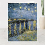 Starry Night  Vincent  van Gogh     Card<br><div class="desc">Thatched Cottages at Cordeville. Vincent Willem van Gogh. Night landscape in dark blue and yellow tones. There is a bridge across the river. In the foreground, a man and a woman are walking along the embankment. The stars are shining in the sky. Reproduction of famous works of art images in...</div>