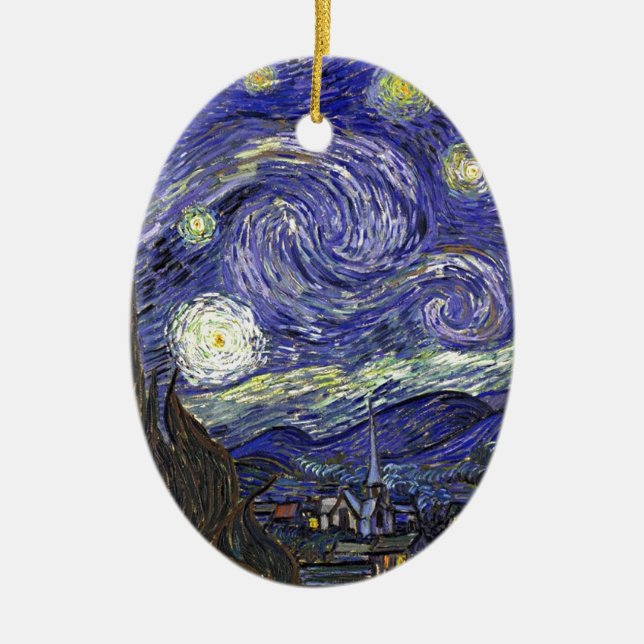 Starry Night, Vincent Van Gogh. Ceramic Ornament (Front)