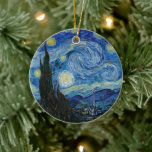 Starry Night | Vincent Van Gogh Ceramic Ornament<br><div class="desc">Starry Night (1889) by Dutch artist Vincent Van Gogh. Original artwork is an oil on canvas depicting an energetic post-impressionist night sky in moody shades of blue and yellow. 

Use the design tools to add custom text or personalise the image.</div>