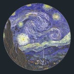 Starry Night, Vincent Van Gogh. Classic Round Sticker<br><div class="desc">Starry Night,  Vincent Van Gogh. Famous impressionism fine art. Landscape oil painting.</div>