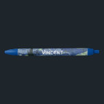 Starry Night Vincent van Gogh Fine Art Painting Black Ink Pen<br><div class="desc">Vincent van Gogh (Dutch, 1853 - 1890) Starry Night, 1889, Oil on canvas Unframed: 73 × 92 cm (28.7 × 36.2 in) This painting depicts the view from the east facing window of Van Gogh's asylum room at Saint-Rémy-de-Provence, he added an idealised village. It has been in the permanent collection...</div>