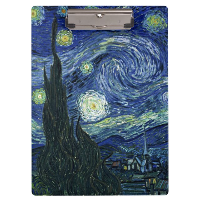 Starry Night Vincent van Gogh Fine Art Painting Clipboard (Front)