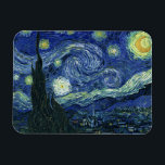 Starry Night Vincent van Gogh Fine Art Painting Magnet<br><div class="desc">Vincent van Gogh (Dutch, 1853 - 1890) Starry Night, 1889, Oil on canvas Unframed: 73 × 92 cm (28.7 × 36.2 in) This painting depicts the view from the east facing window of Van Gogh's asylum room at Saint-Rémy-de-Provence, he added an idealised village. It has been in the permanent collection...</div>