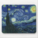 Starry Night Vincent van Gogh Fine Art Painting Mouse Pad<br><div class="desc">Vincent van Gogh (Dutch, 1853 - 1890) Starry Night, 1889, Oil on canvas Unframed: 73 × 92 cm (28.7 × 36.2 in) This painting depicts the view from the east facing window of Van Gogh's asylum room at Saint-Rémy-de-Provence, he added an idealised village. It has been in the permanent collection...</div>