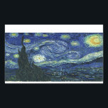 Starry Night Vincent van Gogh Fine Art Painting Rectangular Sticker<br><div class="desc">Vincent van Gogh (Dutch, 1853 - 1890) Starry Night, 1889, Oil on canvas Unframed: 73 × 92 cm (28.7 × 36.2 in) This painting depicts the view from the east facing window of Van Gogh's asylum room at Saint-Rémy-de-Provence, he added an idealised village. It has been in the permanent collection...</div>