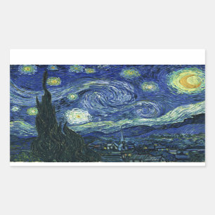 Starry Night Vincent van Gogh Fine Art Painting Rectangular Sticker