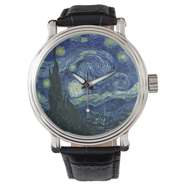 Starry Night Vincent van Gogh Fine Art Painting Watch (Front)