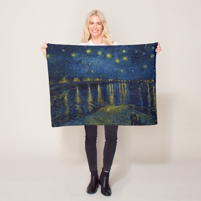 Starry Night, Vincent van Gogh Fleece Blanket (In Situ)