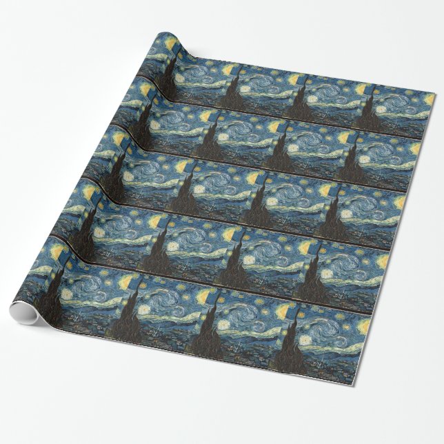 Starry Night, Vincent van Gogh gift Wrapping Paper (Unrolled)
