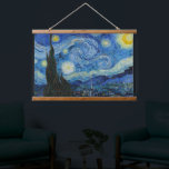 Starry Night | Vincent van Gogh Hanging Tapestry<br><div class="desc">Starry Night (1889) by Dutch artist Vincent Van Gogh. Original artwork is an oil on canvas depicting an energetic post-impressionist night sky in moody shades of blue and yellow. 

Use the design tools to add custom text or personalise the image.</div>