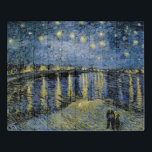 Starry Night  Vincent  van Gogh   Jigsaw Puzzle<br><div class="desc">Thatched Cottages at Cordeville. Vincent Willem van Gogh. Night landscape in dark blue and yellow tones. There is a bridge across the river. In the foreground, a man and a woman are walking along the embankment. The stars are shining in the sky. Reproduction of famous works of art images in...</div>