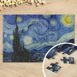 Starry Night | Vincent van Gogh Jigsaw Puzzle<br><div class="desc">Starry Night (1889) by Dutch artist Vincent Van Gogh. Original artwork is an oil on canvas depicting an energetic post-impressionist night sky in moody shades of blue and yellow. 

Use the design tools to add custom text or personalize the image.</div>
