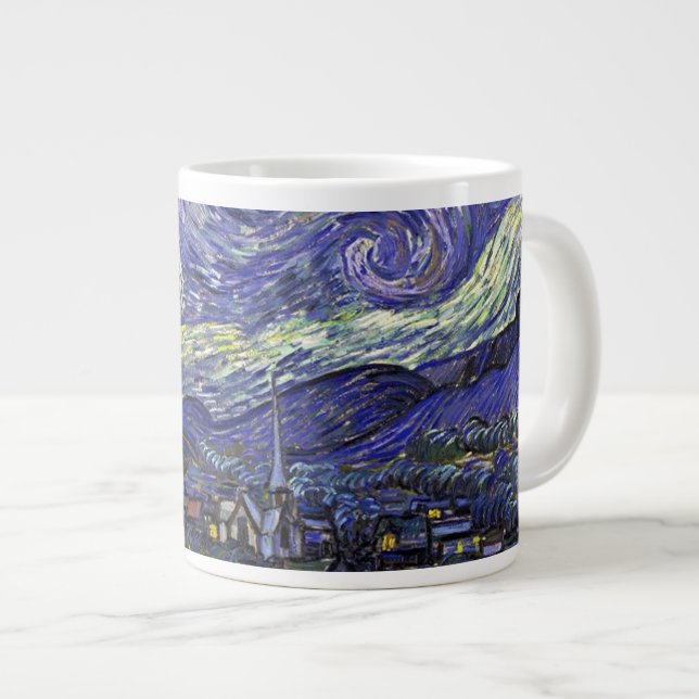 Starry Night, Vincent Van Gogh. Large Coffee Mug (Front Right)