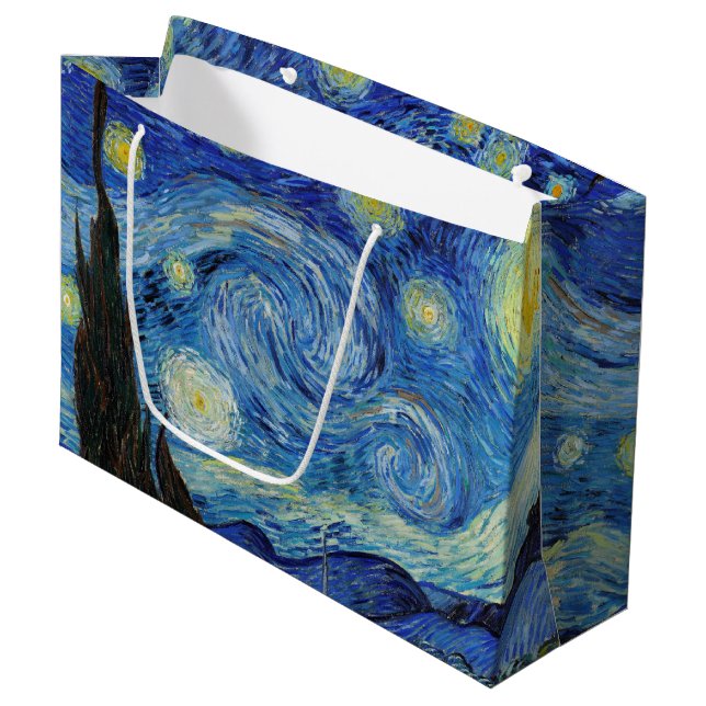 Starry Night, Vincent van Gogh Large Gift Bag (Front Angled)