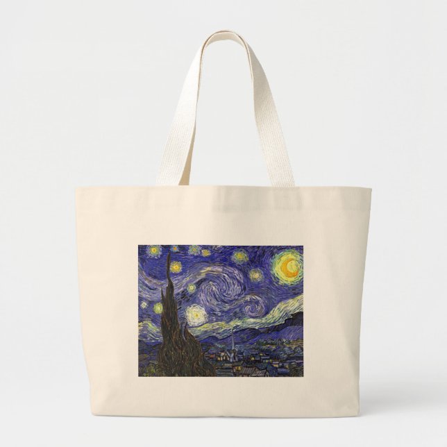 Starry Night, Vincent Van Gogh. Large Tote Bag (Front)