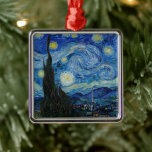 Starry Night | Vincent Van Gogh Metal Ornament<br><div class="desc">Starry Night (1889) by Dutch artist Vincent Van Gogh. Original artwork is an oil on canvas depicting an energetic post-impressionist night sky in moody shades of blue and yellow. 

Use the design tools to add custom text or personalise the image.</div>