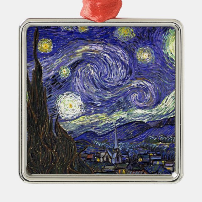 Starry Night, Vincent Van Gogh. Metal Tree Decoration (Front)