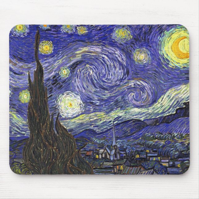 Starry Night, Vincent Van Gogh. Mouse Pad (Front)