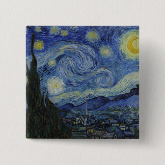 Starry Night Vincent van Gogh Painting 15 Cm Square Badge