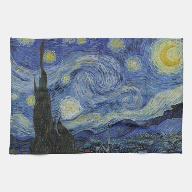 Starry Night Vincent van Gogh Painting Tea Towel (Horizontal)
