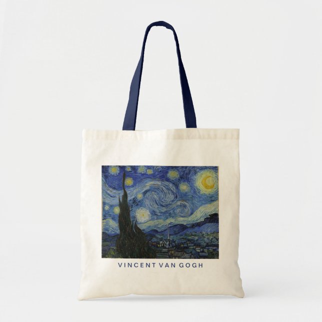 Starry Night Vincent van Gogh Painting Tote Bag (Front)
