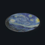 Starry Night Vincent van Gogh Paper Plate<br><div class="desc">This beautiful, fine art paper plate design shows Dutch post-Impressionist painter Vincent van Gogh's famous painting, "The Starry Night." Painted during his stay at the Saint Remy asylum in the 1880's, van Gogh depicted the rolling hills and cypress trees he saw from his window. He also added the village, which...</div>