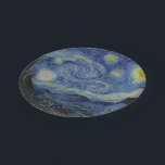 Starry Night Vincent van Gogh Paper Plate<br><div class="desc">This beautiful, fine art paper plate design shows Dutch post-Impressionist painter Vincent van Gogh's famous painting, "The Starry Night." Painted during his stay at the Saint Remy asylum in the 1880's, van Gogh depicted the rolling hills and cypress trees he saw from his window. He also added the village, which...</div>