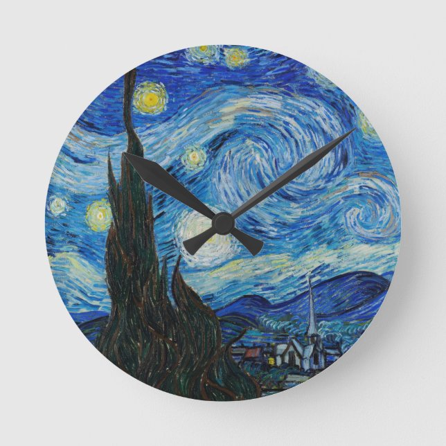 Starry Night Vincent Van Gogh   Round Clock (Front)