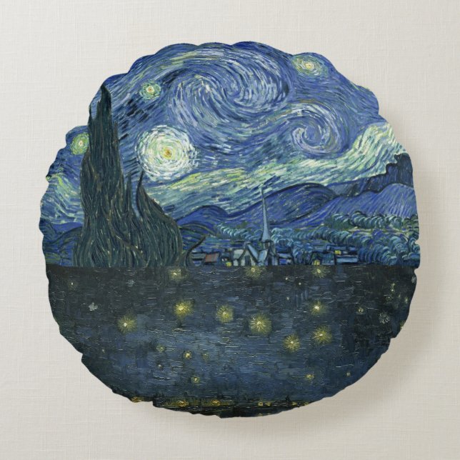 Starry night Vincent van Gogh Round Cushion (Front)