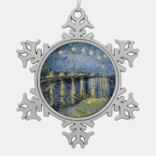 Starry Night Vincent van Gogh Snowflake Pewter Christmas Ornament