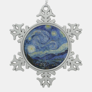 Starry Night Vincent van Gogh Snowflake Pewter Christmas Ornament