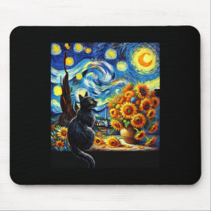 Starry Night Vincent Van Gogh Sunflowers Cat Lover Mouse Pad