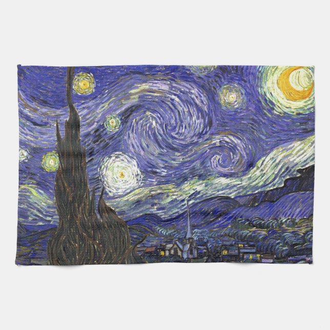 Starry Night, Vincent Van Gogh. Tea Towel (Horizontal)