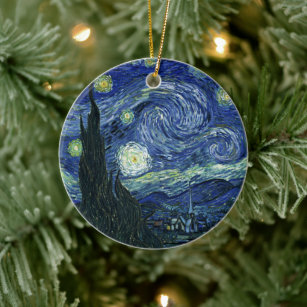 Starry Night Vincent van Gogh Vintage Painting Art Ceramic Tree Decoration