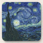 Starry Night Vincent van Gogh Vintage Painting Art Coaster<br><div class="desc">Vincent van Gogh (Dutch, 1853 - 1890) Starry Night, 1889, Oil on canvas Unframed: 73 × 92 cm (28.7 × 36.2 in) This painting depicts the view from the east facing window of Van Gogh's asylum room at Saint-Rémy-de-Provence, he added an idealised village. It has been in the permanent collection...</div>