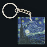 Starry Night Vincent van Gogh Vintage Painting Art Key Ring<br><div class="desc">Vincent van Gogh (Dutch, 1853 - 1890) Starry Night, 1889, Oil on canvas Unframed: 73 × 92 cm (28.7 × 36.2 in) This painting depicts the view from the east facing window of Van Gogh's asylum room at Saint-Rémy-de-Provence, he added an idealized village. It has been in the permanent collection...</div>