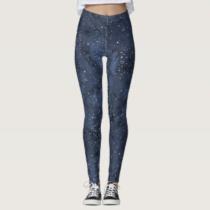 Starry Night Watercolor Sky Leggings